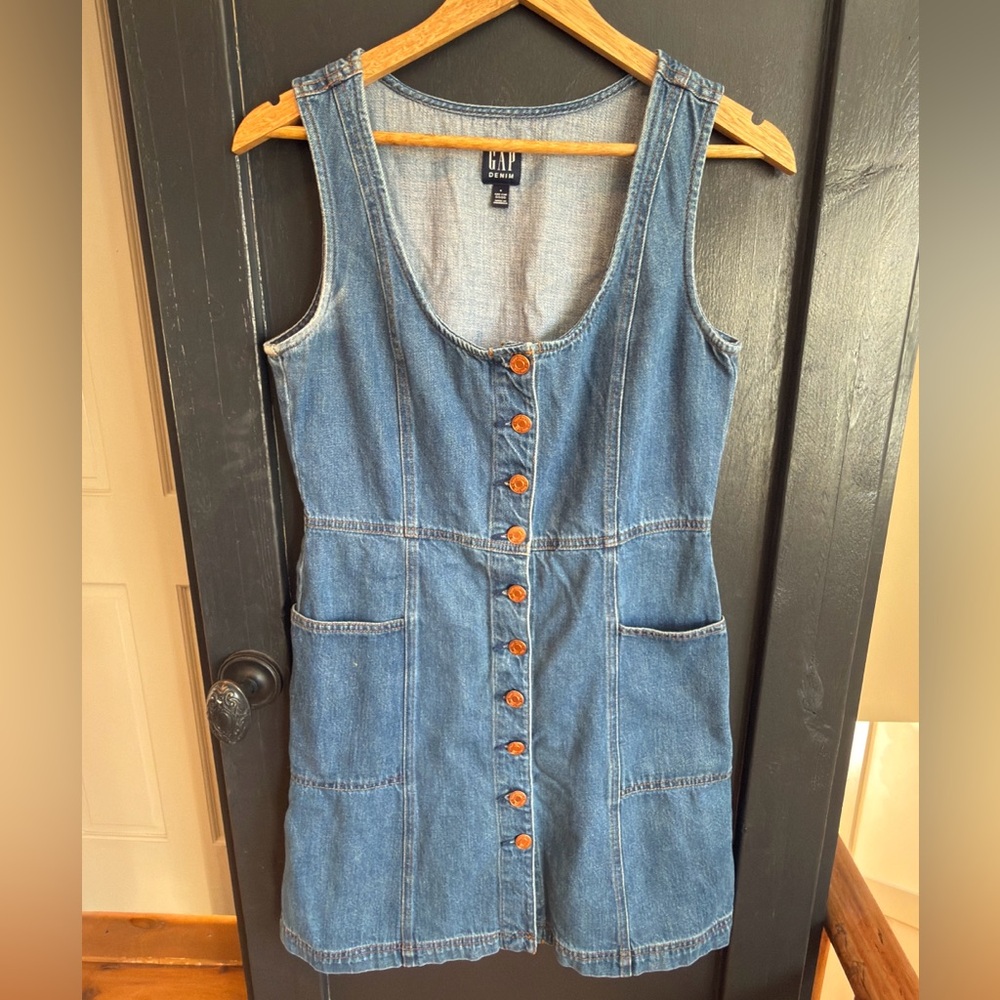 GAP Blue Denim Mini Dress with Button Detail
